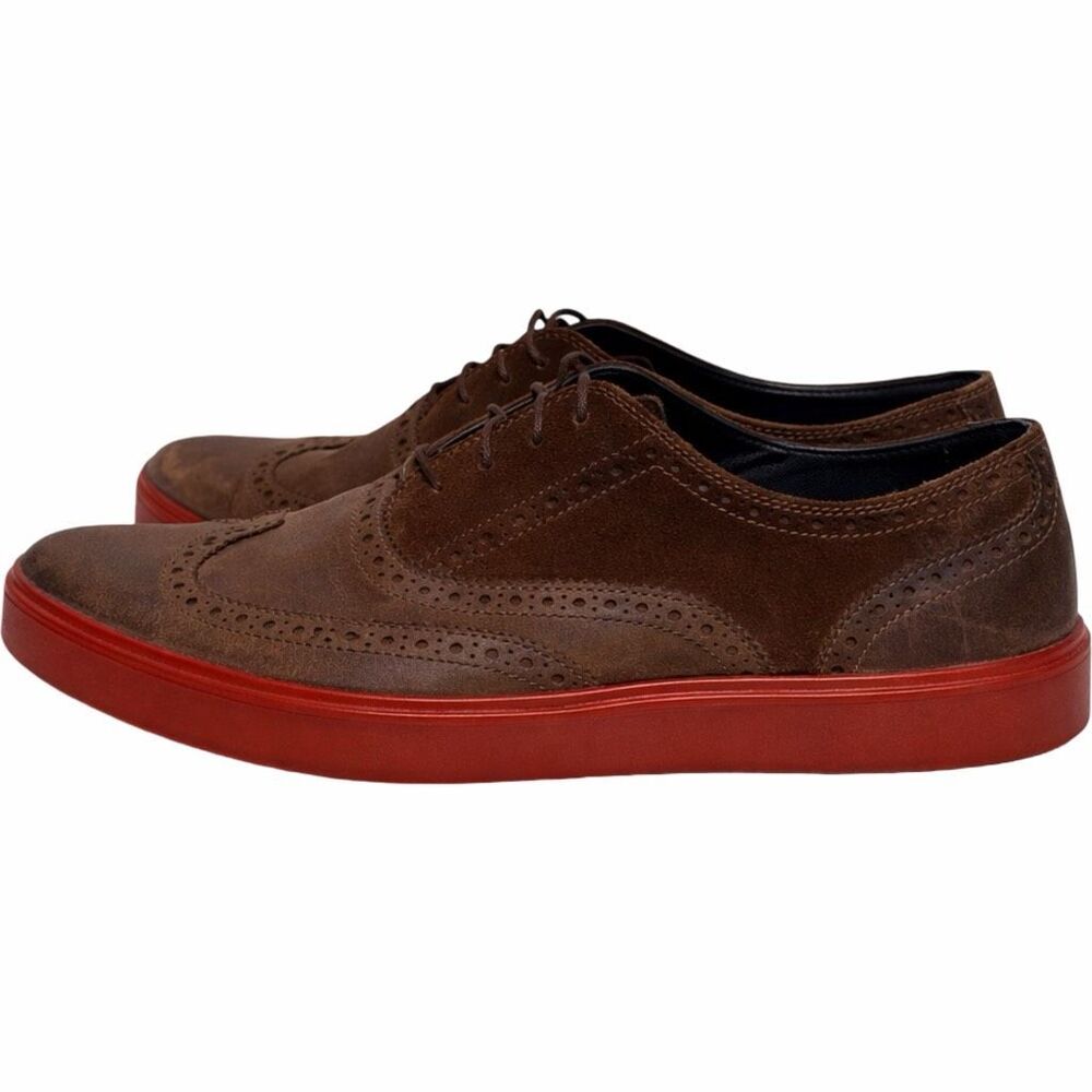 Cole Haan Bergen Wingtip Oxford Shoes Size 9 Medium Chestnut Suede